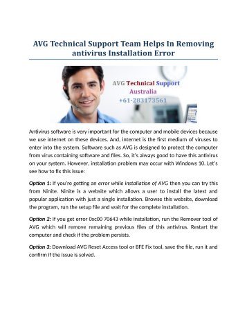 AVG Technical Support Team Helps In Removing antivirus Installation Error