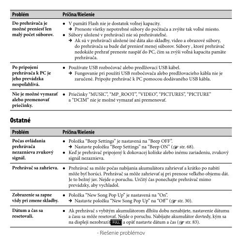 Sony NWZ-A815 - NWZ-A815 Mode d'emploi Slovaque