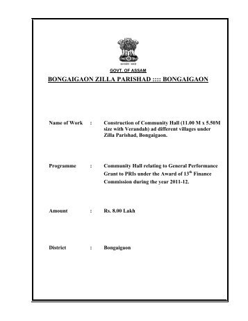 BONGAIGAON ZILLA PARISHAD :::: BONGAIGAON - State Finance ...