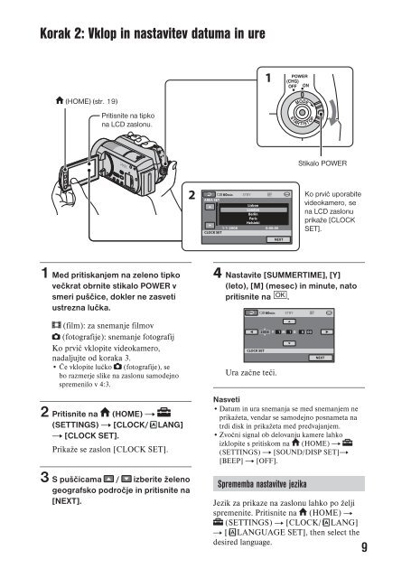 Sony DCR-SR210E - DCR-SR210E Mode d'emploi Slov&eacute;nien