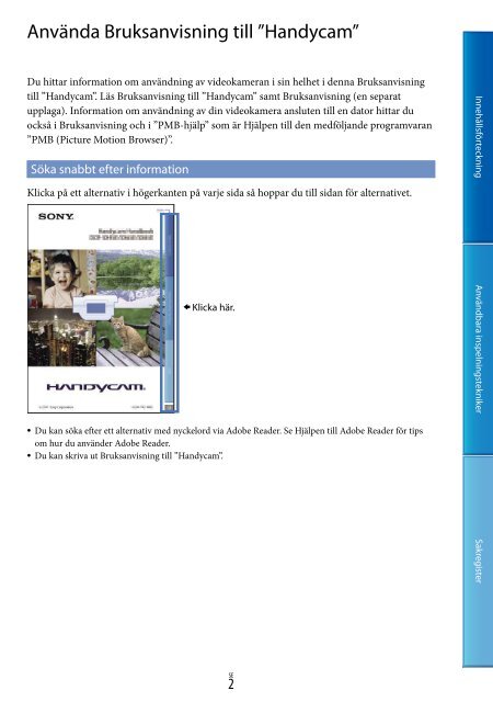 Sony DCR-PJ6E - DCR-PJ6E Consignes d&rsquo;utilisation Su&eacute;dois