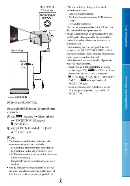 Sony DCR-PJ6E - DCR-PJ6E Consignes d&rsquo;utilisation Su&eacute;dois