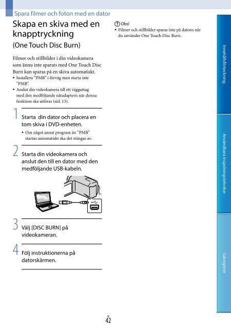 Sony DCR-PJ6E - DCR-PJ6E Consignes d&rsquo;utilisation Su&eacute;dois