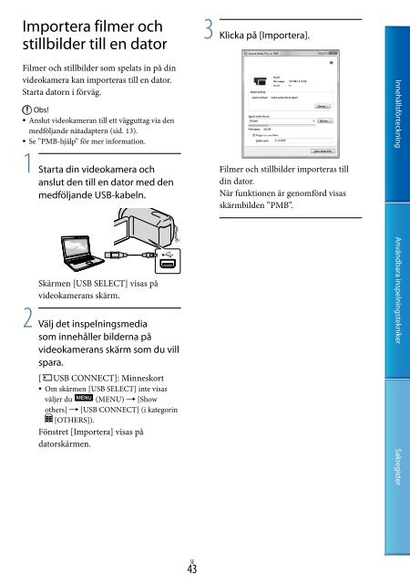 Sony DCR-PJ6E - DCR-PJ6E Consignes d&rsquo;utilisation Su&eacute;dois