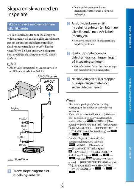 Sony DCR-PJ6E - DCR-PJ6E Consignes d&rsquo;utilisation Su&eacute;dois