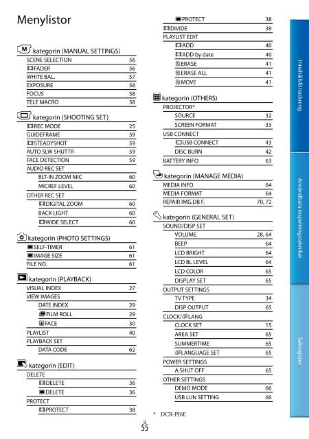 Sony DCR-PJ6E - DCR-PJ6E Consignes d&rsquo;utilisation Su&eacute;dois