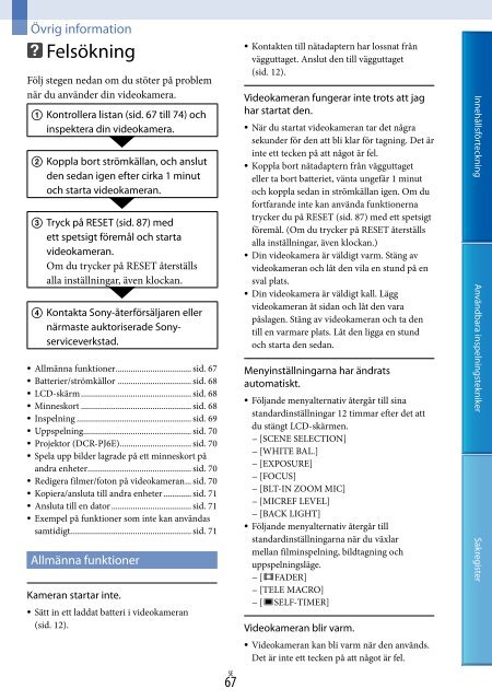 Sony DCR-PJ6E - DCR-PJ6E Consignes d&rsquo;utilisation Su&eacute;dois