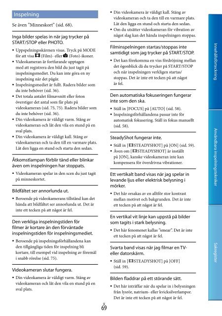 Sony DCR-PJ6E - DCR-PJ6E Consignes d&rsquo;utilisation Su&eacute;dois