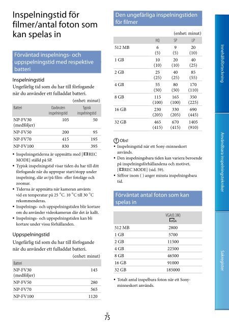 Sony DCR-PJ6E - DCR-PJ6E Consignes d&rsquo;utilisation Su&eacute;dois