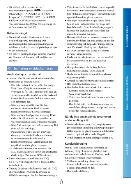 Sony DCR-PJ6E - DCR-PJ6E Consignes d&rsquo;utilisation Su&eacute;dois