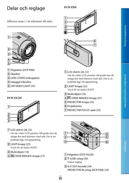 Sony DCR-PJ6E - DCR-PJ6E Consignes d&rsquo;utilisation Su&eacute;dois