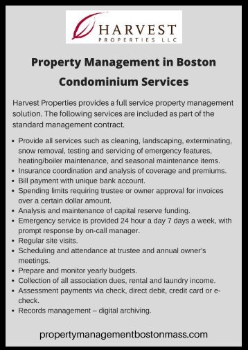 Best Condominium Services in Boston - Harvest Properties 