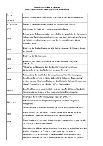 Zur Gerichtsbarkeit in Potsdam Spuren der ... - Brandenburg.de