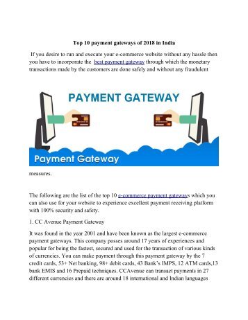 Top 10 Payment Gateways Of 2018 In India