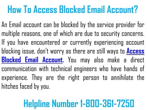 How to Access Blocked Email Account? 1-800-361-7250 