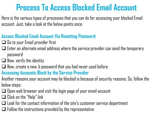 How to Access Blocked Email Account? 1-800-361-7250 