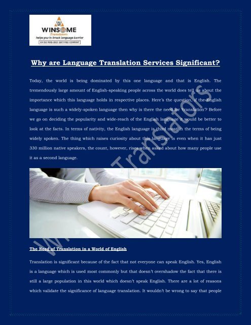 Why are Language Translation Services Significant