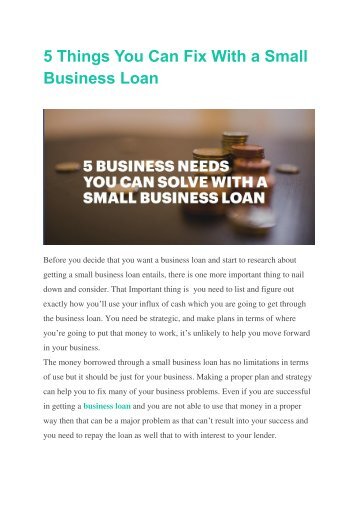 5 Things You Can Fix With a Small Business Loan