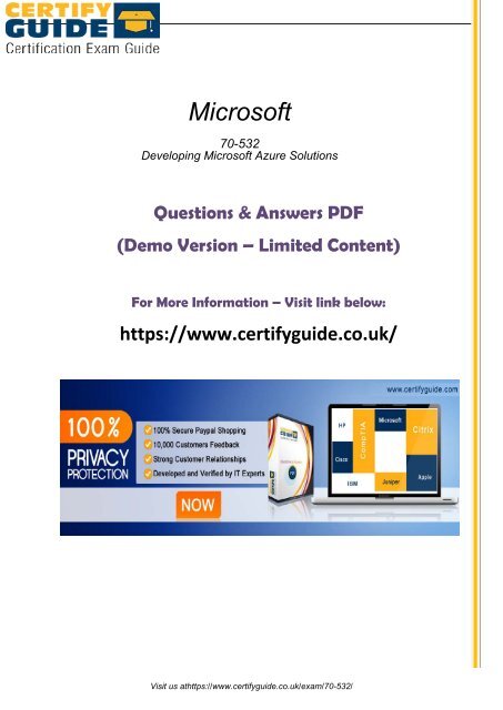 70-532 Exam Preparation Guides 2018