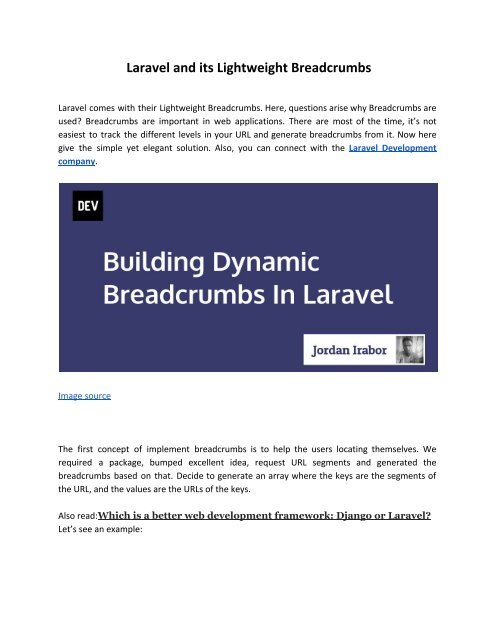 Laravel and its Lightweight Breadcrumbs