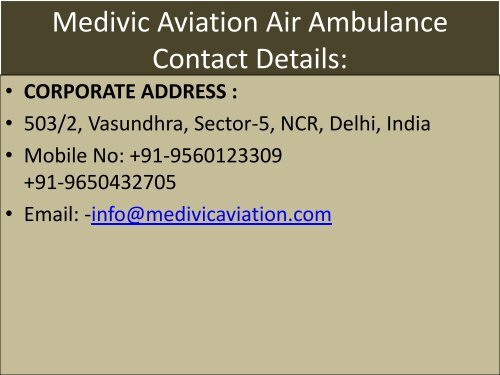 Medical Emergency Air Ambulance Services in Agra