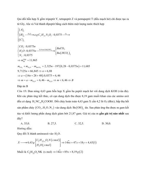 Giải nhanh hiện đại bài tập Hóa Học - Phương pháp 13 - Quy đổi giải nhanh bài tập Peptit (25 Pages)