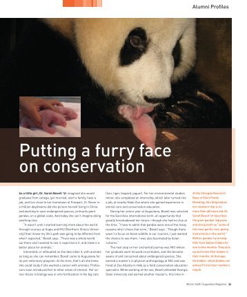 Putting a furry face on conservation - Augustana College