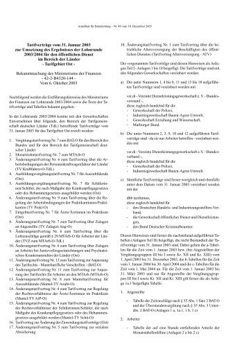 Tarifverträge vom 31. Januar 2003 zur Umsetzung ... - Brandenburg.de
