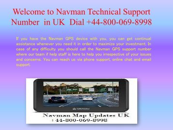 Navman Technical Support  Number in UK Dial +44-800-069-8998
