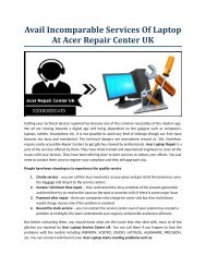 Avail incomparable services of laptop at Acer Repair Center