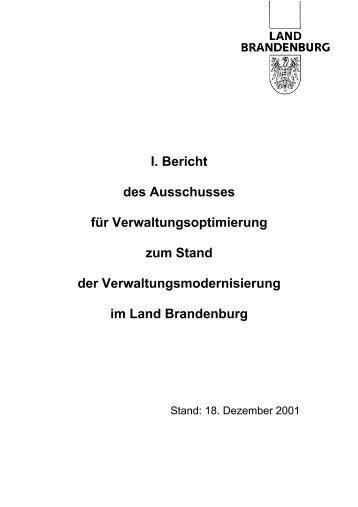 I. Bericht des Ausschusses für ... - Brandenburg.de
