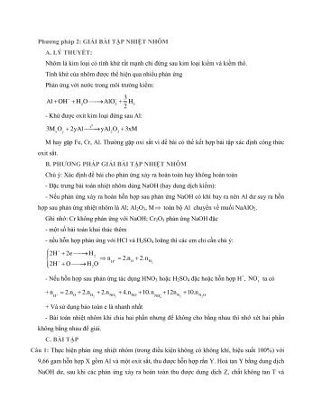 Giải nhanh hiện đại bài tập Hóa Học - Phương pháp 2 - Giải bài tập nhiệt nhôm (33 Pages)