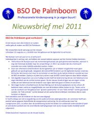 Nieuwsbrief mei 2011 BSO De Palmboom gaat verhuizen!