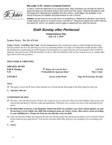 0704 liturgy.pub - St. John's Lutheran Church, Burlington, Wisconsin