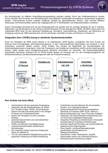 Prozessmanagement für CAFM Systeme - Inspire Technologies