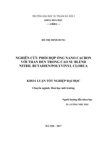 Nghiên cứu ảnh hưởng của than đen và ống nano cacbon tới tính chất của cao su blend NBR/PVC (2017)