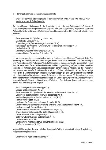 Ausgliederungsbericht vom 30.6.2004 - Brandenburg.de