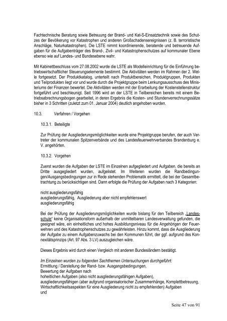 Ausgliederungsbericht vom 30.6.2004 - Brandenburg.de