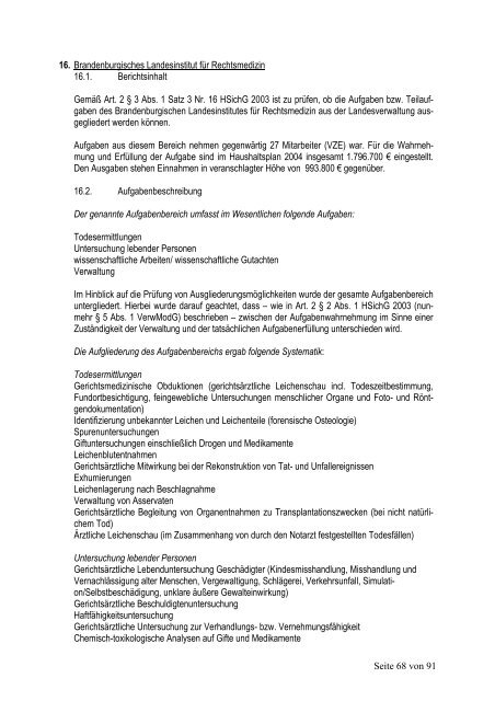 Ausgliederungsbericht vom 30.6.2004 - Brandenburg.de