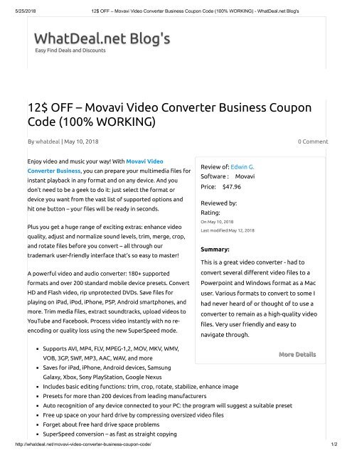 12$ OFF – Movavi Video Converter Business Coupon Code (100% WORKING)