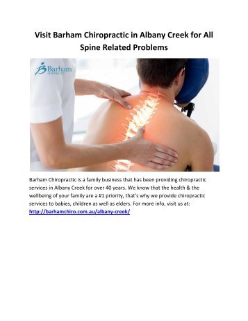 Visit Barham Chiropractic in Albany Creek for All Spine Related Problems