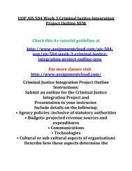 UOP AJS 504 Week 3 Criminal Justice Integration Project Outline NEW