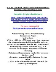 UOP AJS 504 Week 4 Public Policing Versus Private Security Comparison Paper NEW