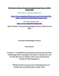 UOP AJS 514 Week 1 Personal Criminological Theory (100% Score) NEW