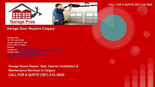 Garage Pros - garage door repairs - Calgary Alberta