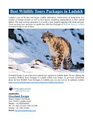 Best Wildlife Tours Packages in Ladakh