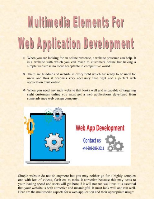 Multimedia Elements For Web Application Development
