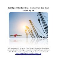 Get Highest Standard Crane Services from Gold Coast Cranes Pty Ltd