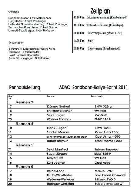 Rennaufstellung ADAC Sandbahn-Rallye-Sprint ... - MSC Vilshofen