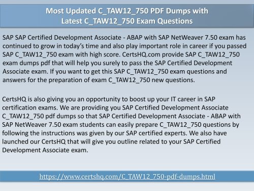 Updated C_TAW12_750 PDF Test Dumps - Instant Download